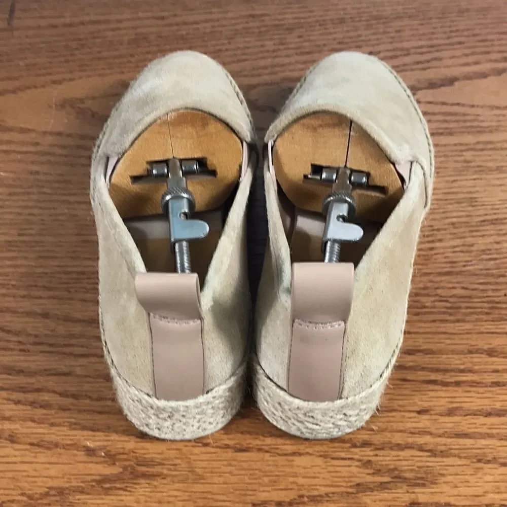 Dolce Vita Leather Flat Loafer Espadrilles in natural tan Suede EUC size 7.5